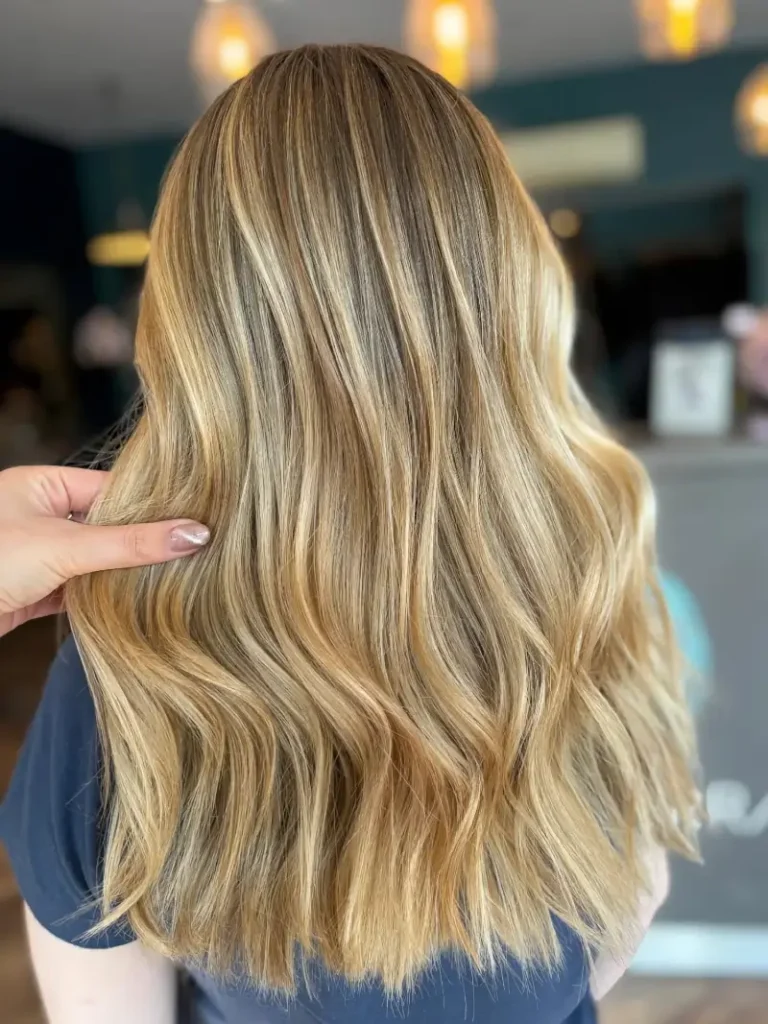 Back view of blonde balayage